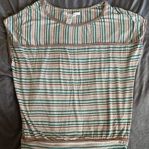 Max Studio Green/brown striped shirt